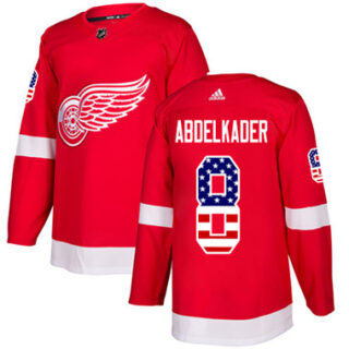 Youth Detroit Red Wings #8 Justin Abdelkader Red Home Authentic USA Flag Stitched NHL Jersey