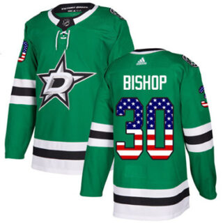 Youth Dallas Stars #30 Ben Bishop Green Home Authentic USA Flag Stitched NHL Jersey