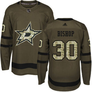 Youth Dallas Stars #30 Ben Bishop Green Salute to Service Stitched NHL Jersey