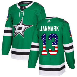 Youth Dallas Stars #13 Mattias Janmark Green Home Authentic USA Flag Stitched NHL Jersey