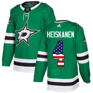 Youth Dallas Stars #4 Miro Heiskanen Green Home Authentic USA Flag Stitched NHL Jersey