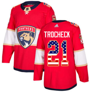 Youth Florida Panthers #21 Vincent Trocheck Red Home Authentic USA Flag Stitched NHL Jersey