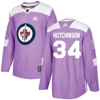 Youth Winnipeg Jets #34 Michael Hutchinson Purple Authentic Fights Cancer Stitched NHL Jersey