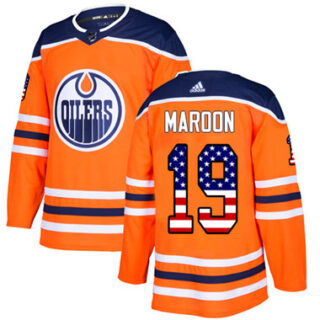 Youth Edmonton Oilers #19 Patrick Maroon Orange Home Authentic USA Flag Stitched NHL Jersey