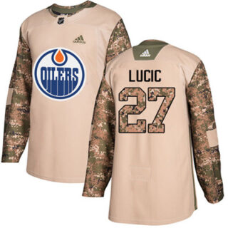 Youth Edmonton Oilers #27 Milan Lucic Camo Authentic 2017 Veterans Day Stitched NHL Jersey