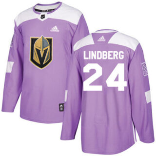 Youth Vegas Golden Knights #24 Oscar Lindberg Purple Authentic Fights Cancer Stitched NHL Jersey