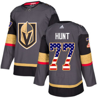 Youth Vegas Golden Knights #77 Brad Hunt Grey Home Authentic USA Flag Stitched NHL Jersey