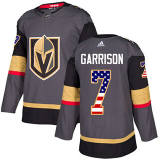 Youth Vegas Golden Knights #7 Jason Garrison Grey Home Authentic USA Flag Stitched NHL Jersey