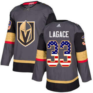 Youth Vegas Golden Knights #33 Maxime Lagace Grey Home Authentic USA Flag Stitched NHL Jersey