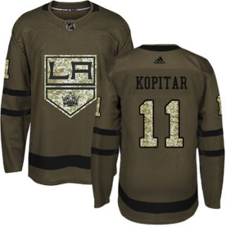 Youth Los Angeles Kings #11 Anze Kopitar Green Salute to Service Stitched NHL Jersey
