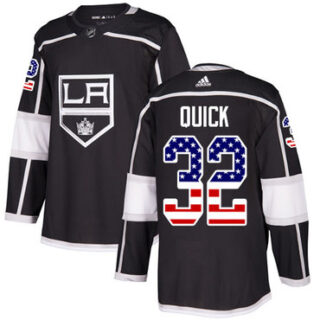 Youth Los Angeles Kings #32 Jonathan Quick Black Home Authentic USA Flag Stitched NHL Jersey