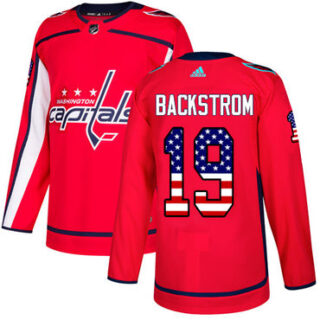 Youth Washington Capitals #19 Nicklas Backstrom Red Home Authentic USA Flag Stitched NHL Jersey