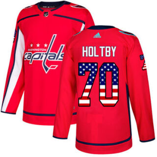 Youth Washington Capitals #70 Braden Holtby Red Home Authentic USA Flag Stitched NHL Jersey