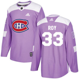Youth Montreal Canadiens #33 Patrick Roy Purple Authentic Fights Cancer Stitched NHL Jersey