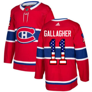 Youth Montreal Canadiens #11 Brendan Gallagher Red Home Authentic USA Flag Stitched NHL Jersey