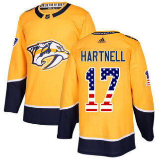Youth Nashville Predators #17 Scott Hartnell Yellow Home Authentic USA Flag Stitched NHL Jersey