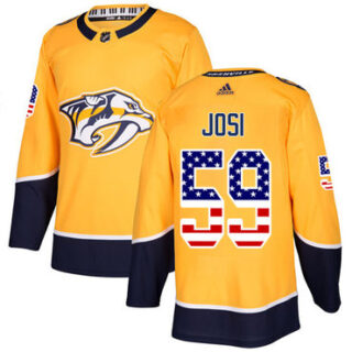 Youth Nashville Predators #59 Roman Josi Yellow Home Authentic USA Flag Stitched NHL Jersey