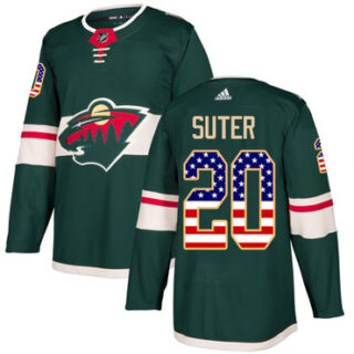 Youth Minnesota Wild #20 Ryan Suter Green Home Authentic USA Flag Stitched NHL Jersey