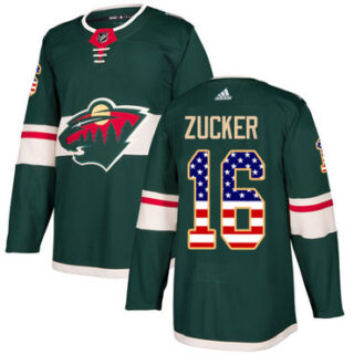 Youth Minnesota Wild #16 Jason Zucker Green Home Authentic USA Flag Stitched NHL Jersey