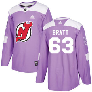 Youth New Jersey Devils #63 Jesper Bratt Purple Authentic Fights Cancer Stitched NHL Jersey
