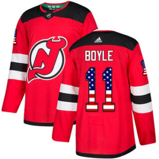 Youth New Jersey Devils #11 Brian Boyle Red Home Authentic USA Flag Stitched NHL Jersey