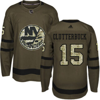 Youth New York Islanders #15 Cal Clutterbuck Green Salute to Service Stitched NHL Jersey