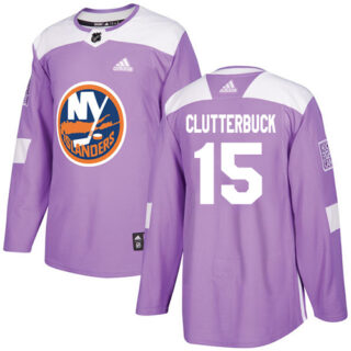 Youth New York Islanders #15 Cal Clutterbuck Purple Authentic Fights Cancer Stitched NHL Jersey