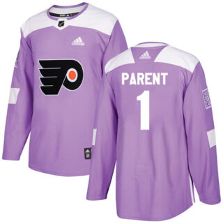 Youth Philadelphia Flyers #1 Bernie Parent Purple Authentic Fights Cancer Stitched NHL Jersey