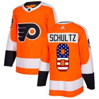 Youth Philadelphia Flyers #8 Dave Schultz Orange Home Authentic USA Flag Stitched NHL Jersey