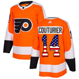 Youth Philadelphia Flyers #14 Sean Couturier Orange Home Authentic USA Flag Stitched NHL Jersey