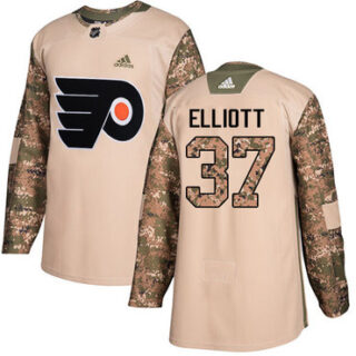 Youth Philadelphia Flyers #37 Brian Elliott Camo Authentic 2017 Veterans Day Stitched NHL Jersey