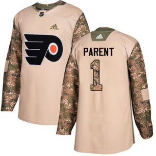 Youth Philadelphia Flyers #1 Bernie Parent Camo Authentic 2017 Veterans Day Stitched NHL Jersey