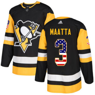 Youth Pittsburgh Penguins #3 Olli Maatta Black Home Authentic USA Flag Stitched NHL Jersey