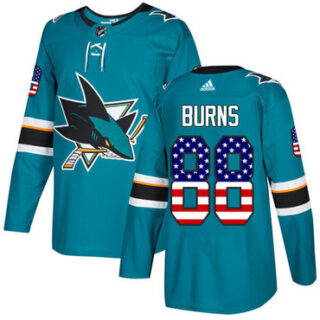 Youth San Jose Sharks #88 Brent Burns Teal Home Authentic USA Flag Stitched NHL Jersey