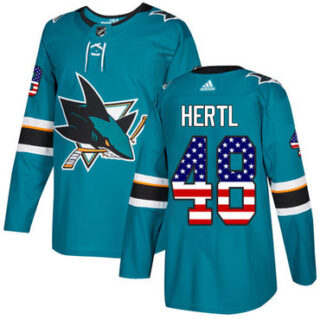 Youth San Jose Sharks #48 Tomas Hertl Teal Home Authentic USA Flag Stitched NHL Jersey