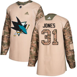 Youth San Jose Sharks #31 Martin Jones Camo Authentic 2017 Veterans Day Stitched NHL Jersey