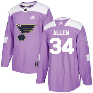 Youth St. Louis Blues #34 Jake Allen Purple Authentic Fights Cancer Stitched NHL Jersey