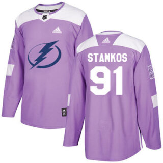 Youth Tampa Bay Lightning #91 Steven Stamkos Purple Authentic Fights Cancer Stitched NHL Jersey