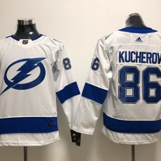 Youth Tampa Bay Lightning #86 Nikita Kucherov White Road Authentic Stitched NHL Jersey