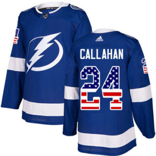 Youth Tampa Bay Lightning #24 Ryan Callahan Blue Home Authentic USA Flag Stitched NHL Jersey