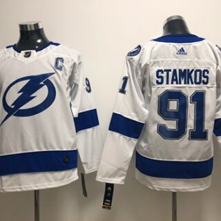 Youth Tampa Bay Lightning #91 Steven Stamkos White Road Authentic Stitched NHL Jersey