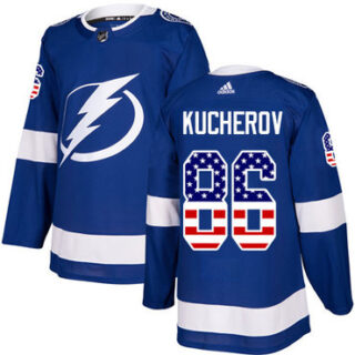 Youth Tampa Bay Lightning #86 Nikita Kucherov Blue Home Authentic USA Flag Stitched NHL Jersey