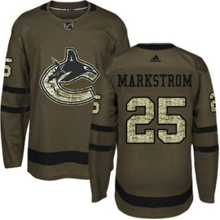 Youth Vancouver Canucks #25 Jacob Markstrom Green Salute to Service Stitched NHL Jersey