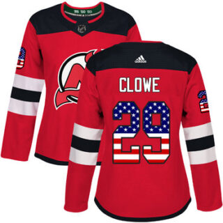 Women's New Jersey Devils #29 Ryane Clowe Red Home Authentic USA Flag Stitched NHL Jersey