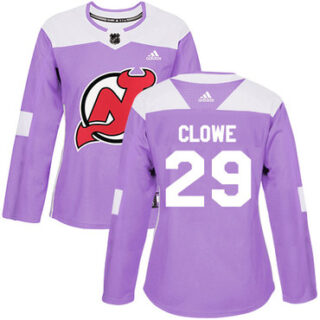 Women's New Jersey Devils #29 Ryane Clowe Purple Authentic Fights Cancer Stitched NHL Jersey