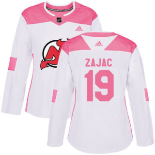 Women's New Jersey Devils #19 Travis Zajac White Pink Authentic Fashion Stitched NHL Jersey