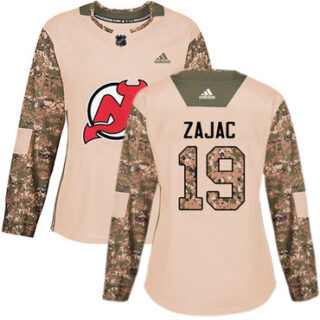 Women's New Jersey Devils #19 Travis Zajac Camo Authentic 2017 Veterans Day Stitched NHL Jersey