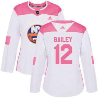 Women's New York Islanders #12 Josh Bailey White Pink Authentic Fashion Stitched NHL Jersey