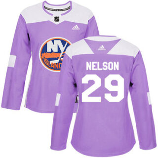 Women's New York Islanders #29 Brock Nelson Purple Authentic Fights Cancer Stitched NHL Jersey