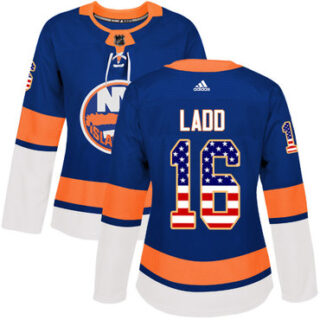 Women's New York Islanders #16 Andrew Ladd Royal Blue Home Authentic USA Flag Stitched NHL Jersey